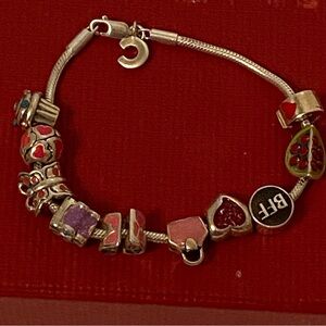 CHAMILIA BRACELET STERLING SILVER 925 CHILDS MINI CHARMS 6” SIGNED BEADS 20.7 g